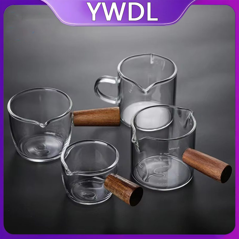 Espresso Shot Glass - 50-250 مللي مقبض الخشب الزجاج اسبريسو